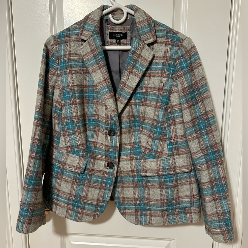 Talbots Plaid Wool Blazer